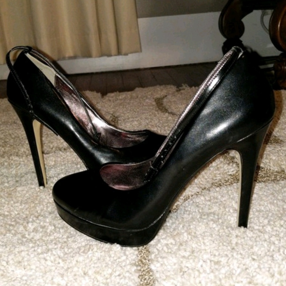 Black strap heels